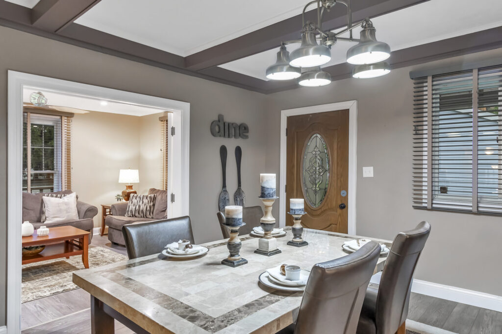 dining room after professional staging and photography in real estate