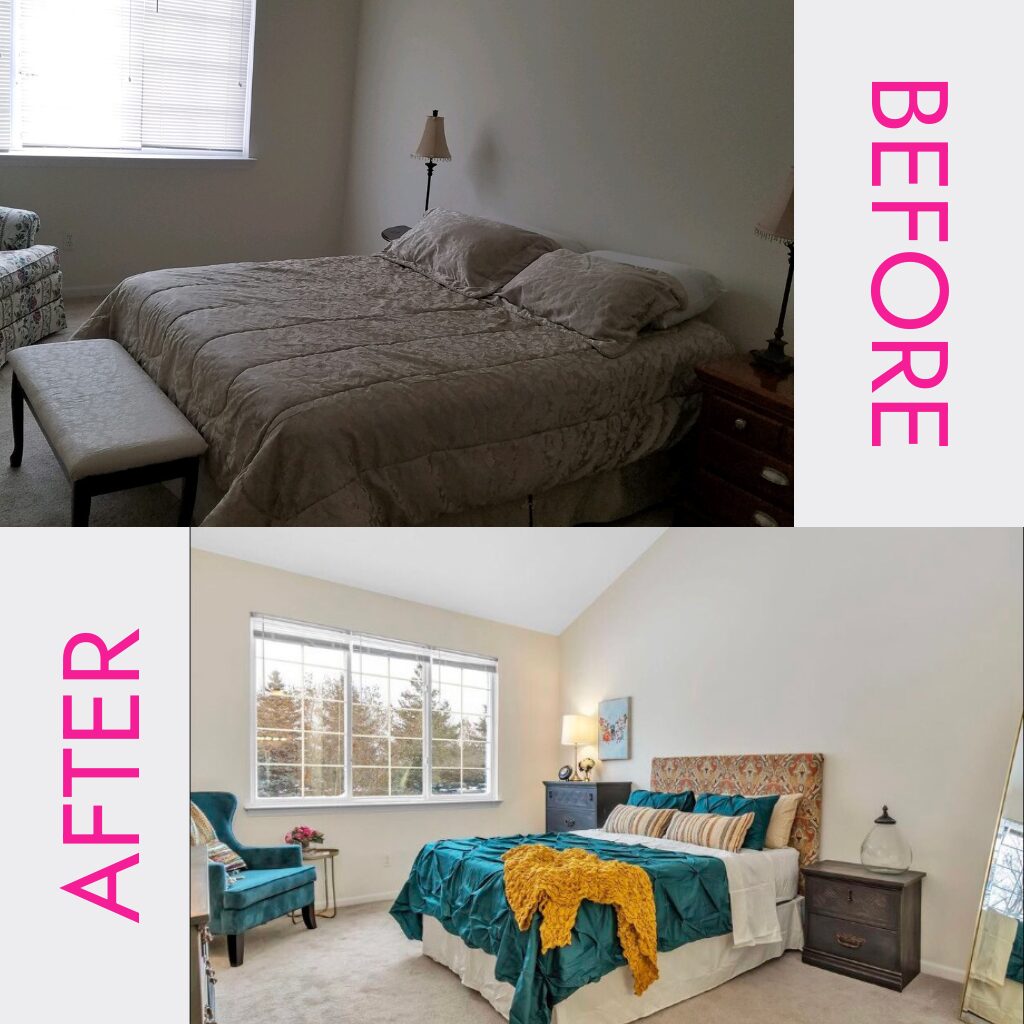 before and after images of professional staging and photography in real estate