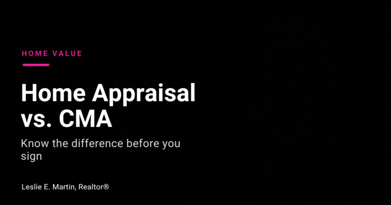 Leslie E. Martin, Realtor, explaining home appraisal vs CMA in Metro Detroit.